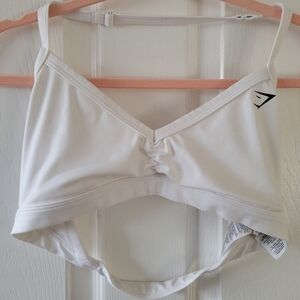 Gymshark White Halter Light-Support Bralette Sports Bra with Thin Straps